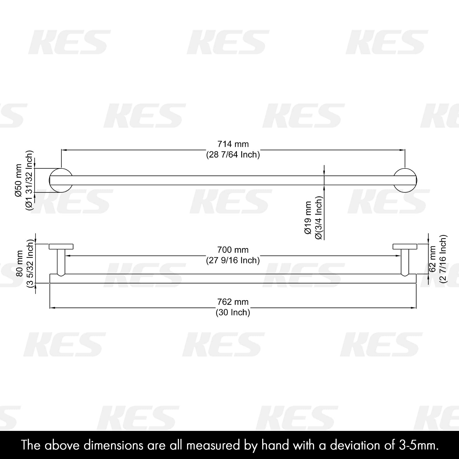 27.6 Inch Matte Black Stainless Steel Towel Bar - Rustproof SUS304 Bathroom Towel Holder for Shower & Hand Towels - Wall Mounted (29.9