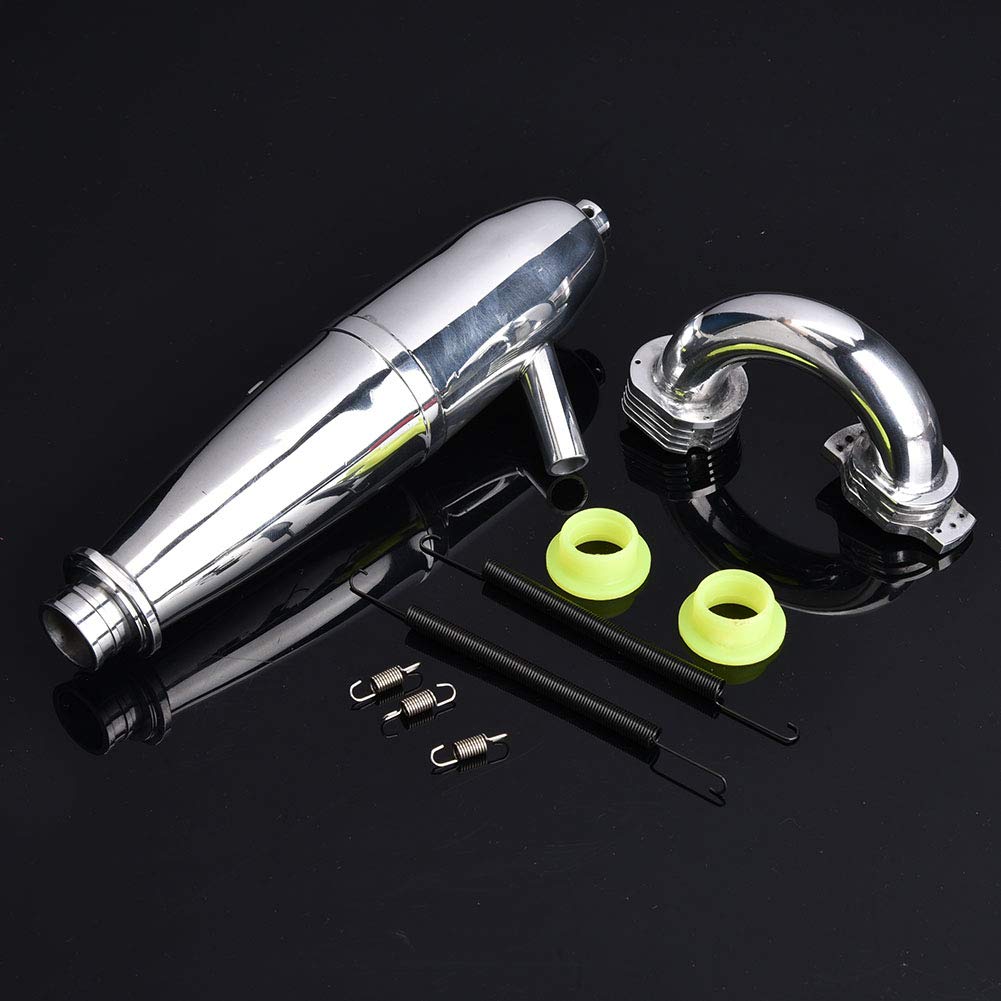 Dual Exhaust Pipe for 1/8 Scale RC Cars - Compatible with GO 21/28CXP Engine - High Performance RC Car Exhaust System Upgrade - Perfect for Off-Road Racing and RC Car Modifications
