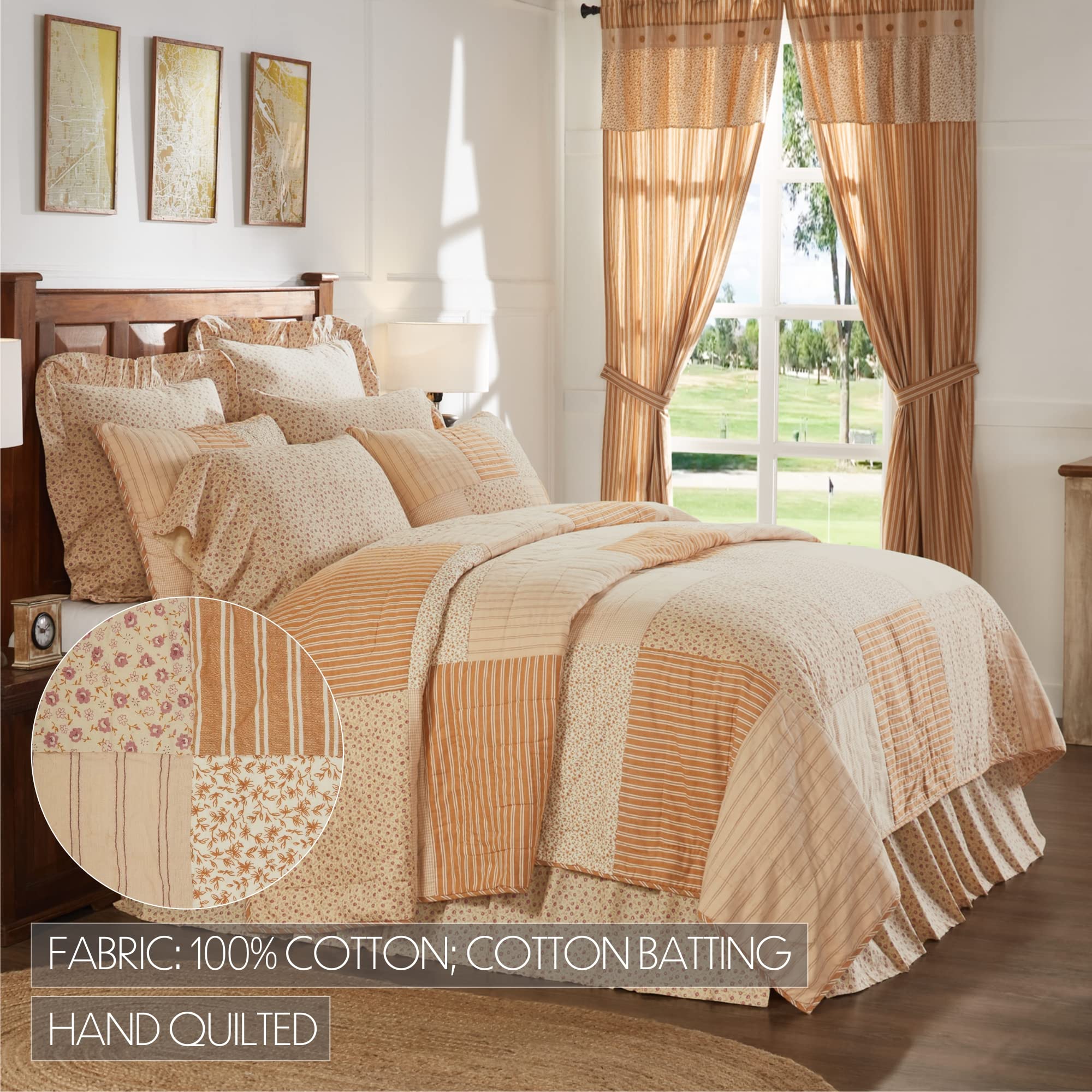 VHC Brands Camilia Queen Quilt Set - 90x90 Inches Soft Breathable Bedding for All Seasons | Perfect for Master Bedroom, Guest Room & Cozy Home Decor