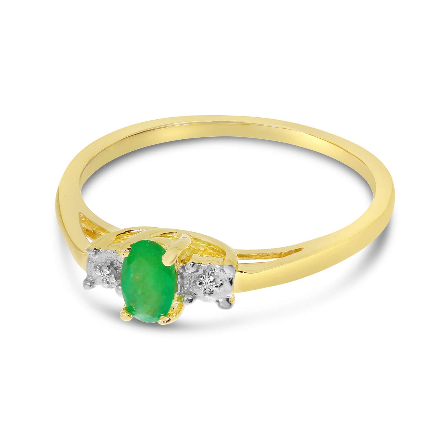 10K Yellow Gold Genuine Birthstone Solitaire Oval Engagement Ring with Diamond - Perfect for Wedding Proposals, Anniversary Gifts & Special Occasions | Jewels By Lux