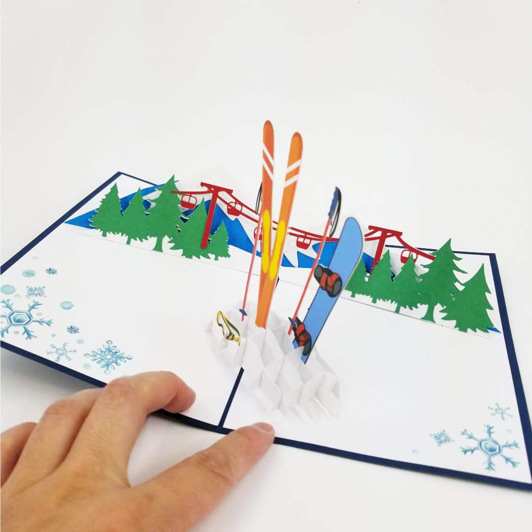 Winter Sports Pop Up Greeting Card for Birthdays, Anniversaries & More - Perfect for Sport Lovers