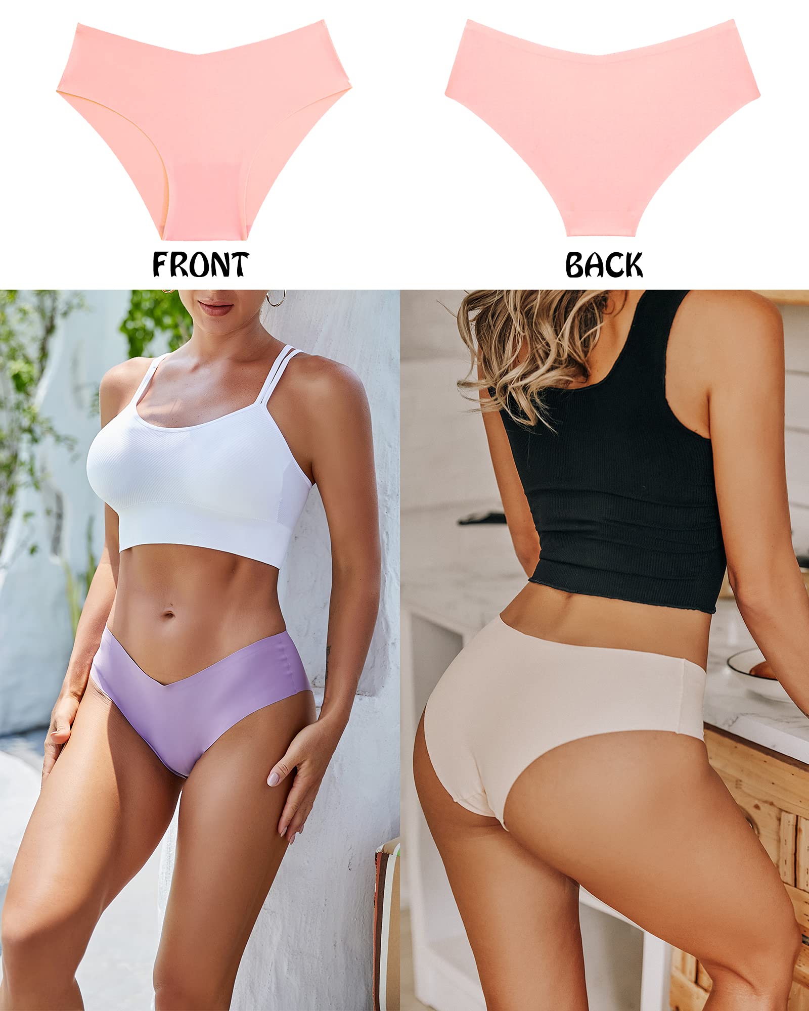 ROSYCORAL Women's Seamless Bikini Panties - Soft Stretch No Show Underwear, Invisible Briefs for Everyday Comfort (9 Pack, XS-L) - Perfect for Yoga, Travel & Layering Under Tight Clothes