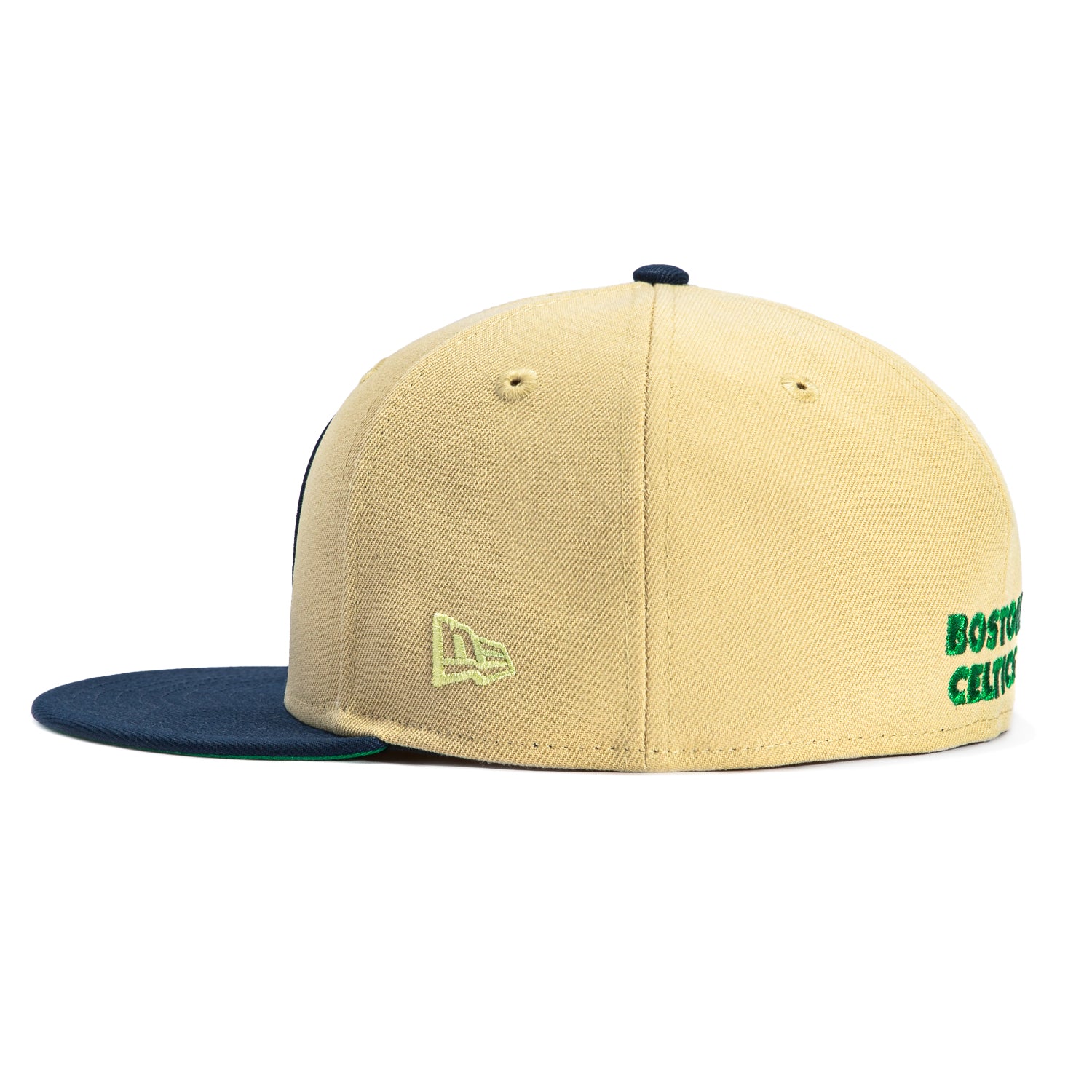 New Era 59Fifty Boston Celtics Snapback Hat - Tan, Navy & Kelly Green - Official NBA Licensed Baseball Cap for Men & Women - Perfect for Basketball Games, Streetwear & Sports Fan Fashion