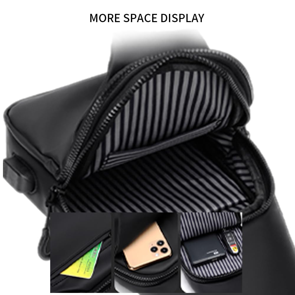 Lightweight Waterproof Crossbody Sling Backpack - Compact Chest Shoulder Bag for Men & Women (Black) | Perfect for Travel, Hiking, Gym & Everyday Use