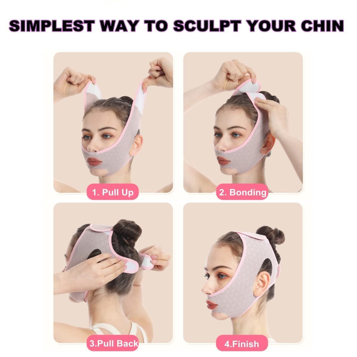 Facial Slimming Strap - Double Chin Reducer & V-Line Lifting Mask for Face Slimming & Chin Up - Reusable Face Lifting Belt for Nasolabial Folds - Perfect for Home Spa, Workout & Beauty Routine