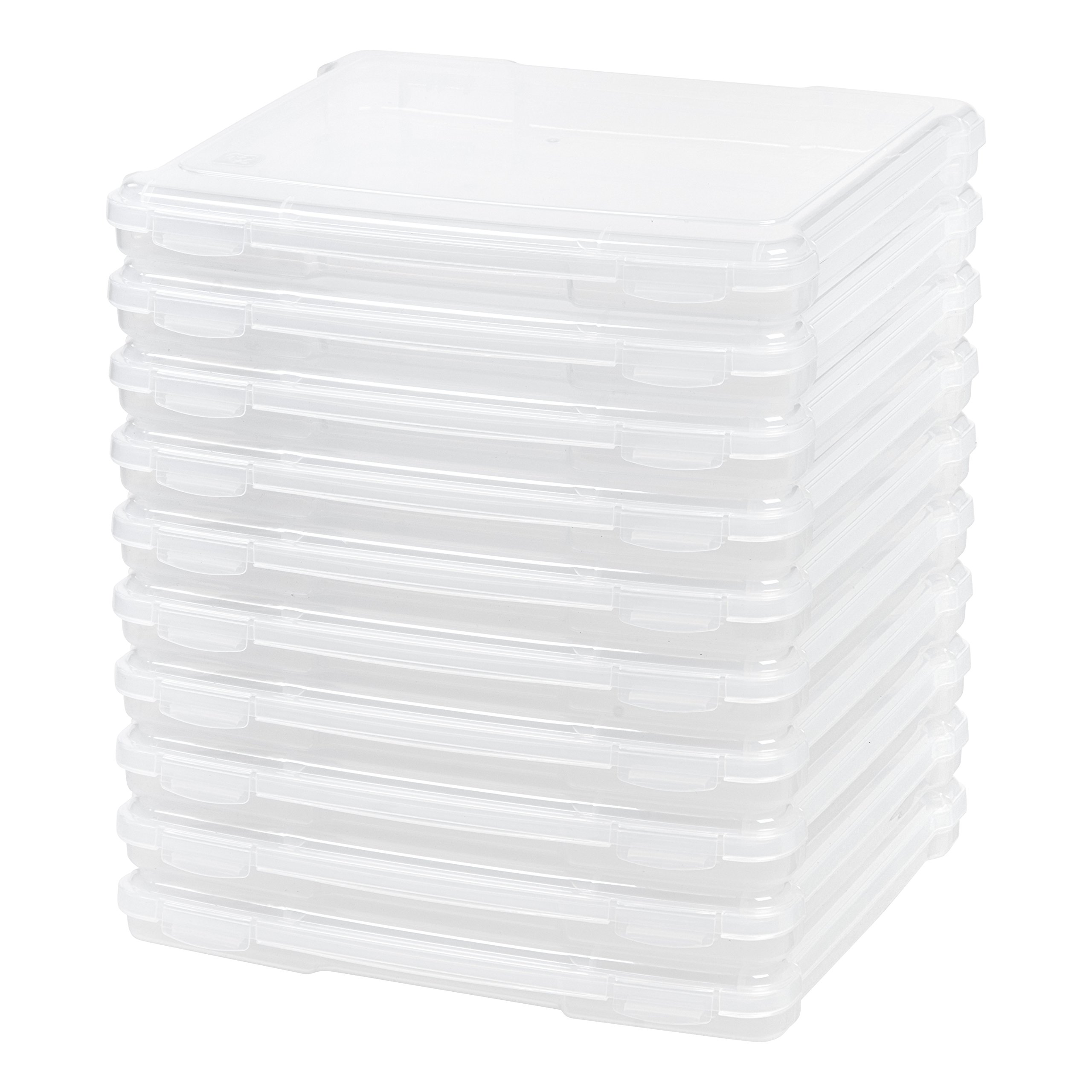 IRIS USA Board Game Storage Organizer - 10-Pack Clear Plastic Project Case Box with Snap-Tight Latch, Fits 8.5x11 & A4 Papers, Puzzle Magazine Craft Art Supplies Storage - Perfect for Travel, School & Office Organization