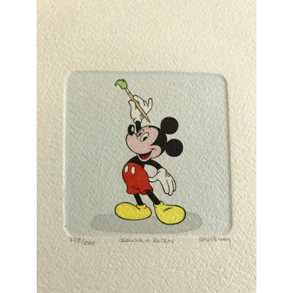 Disney Mickey Mouse Etching Artwork - Hand Painted Limited Edition #D/500 by Sowa & Reiser - Perfect for Disney Collectors & Home Decor