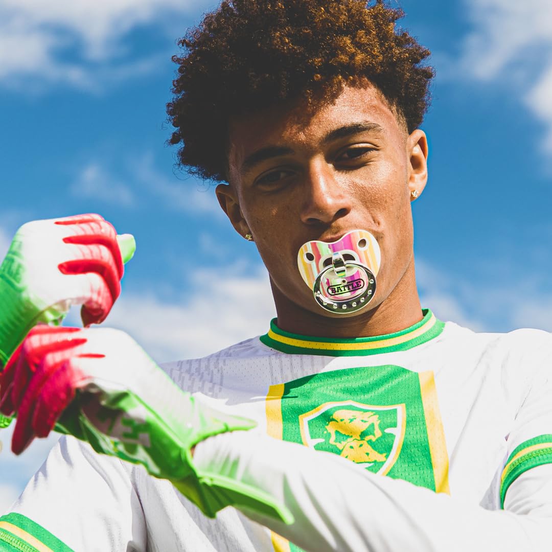 Battle Sports Binky Oxygen Football Mouthguard - Detachable Strap, Maximum Breathability, Works with Braces & No Boiling Required | Perfect for Football, Rugby, Lacrosse & Contact Sports Players