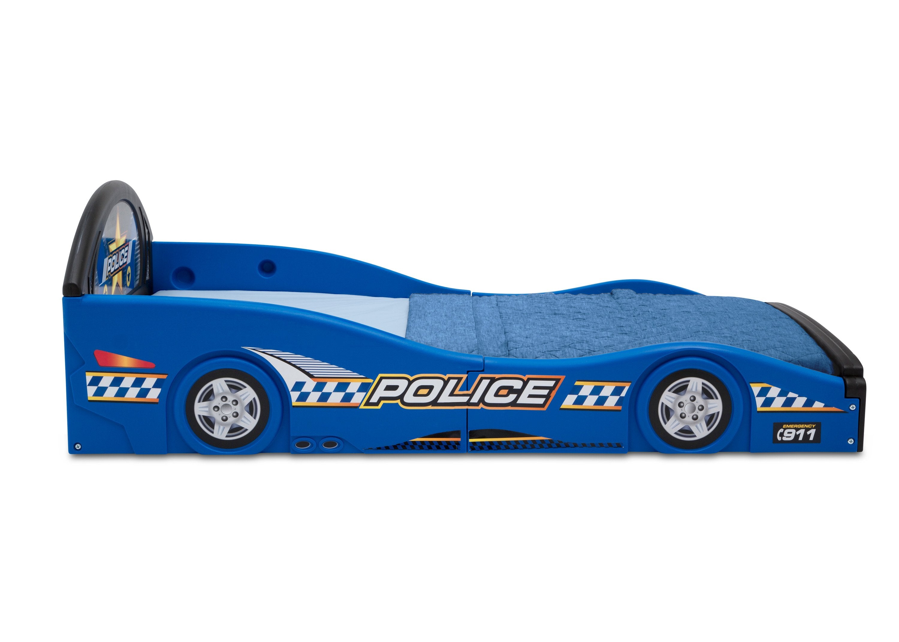 Police Car Plastic Toddler Bed for Boys & Girls - Safe Sleep and Play Bed for Kids - Perfect for Nursery, Daycare, or Playroom