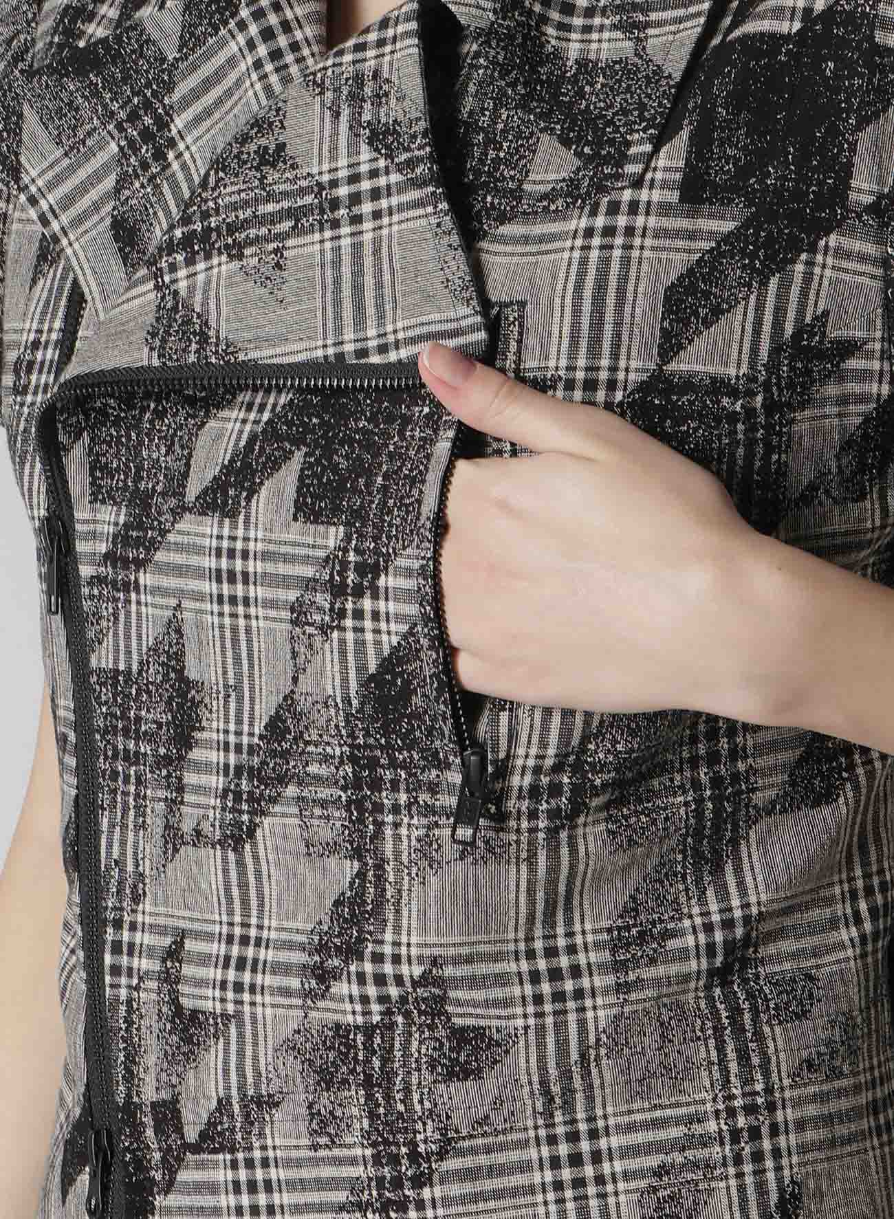 Stylish Cotton Linen Plaid Houndstooth Short Sleeve Moto Jacket for Women - Perfect for Casual Outings, Spring Fashion, and Motorcycle Rides