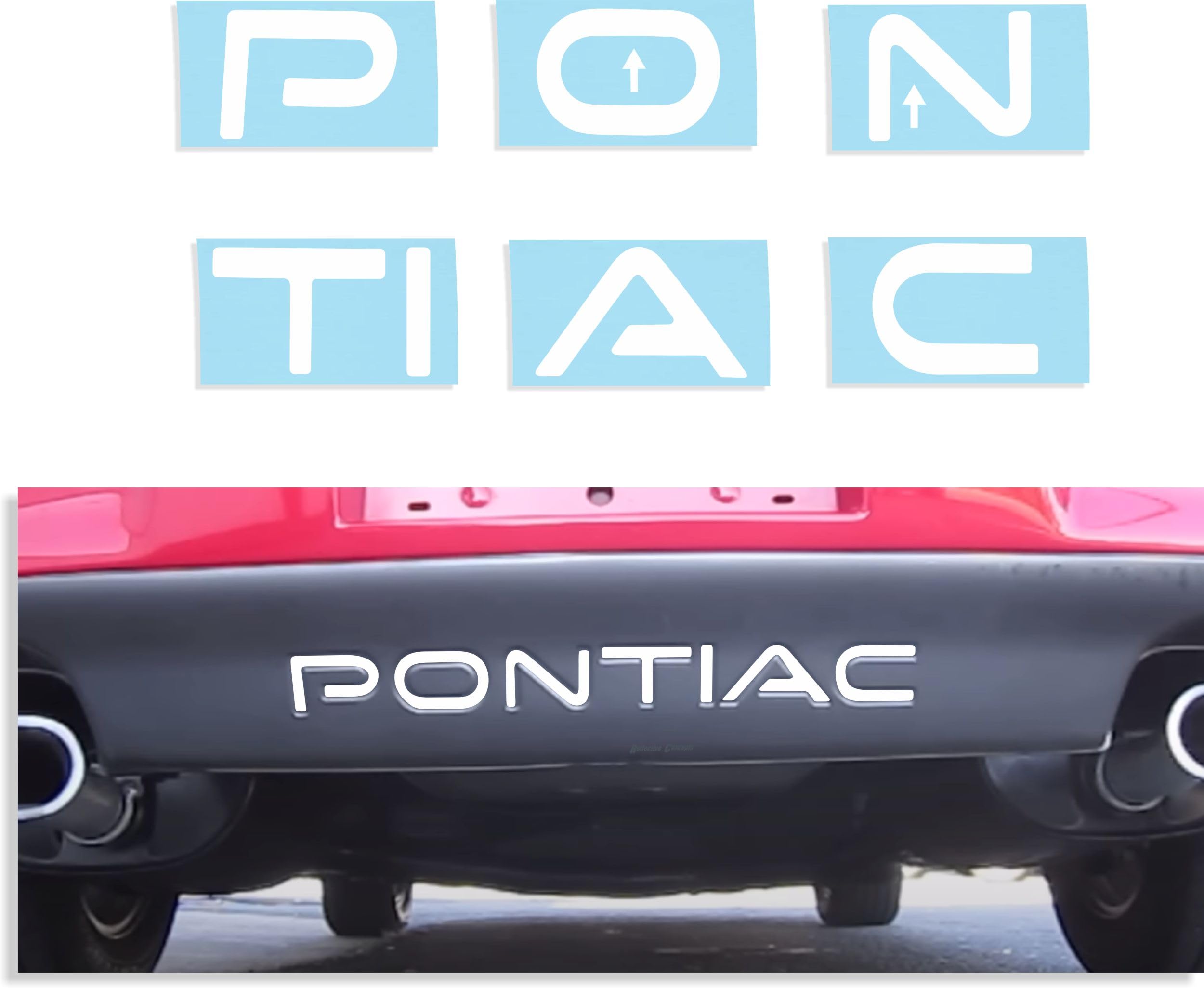 1997-2003 Pontiac Grand Prix Rear Lettering Decal Kit - Gloss White Bumper Inserts | Easy DIY Installation for Car Customization & Restoration Projects