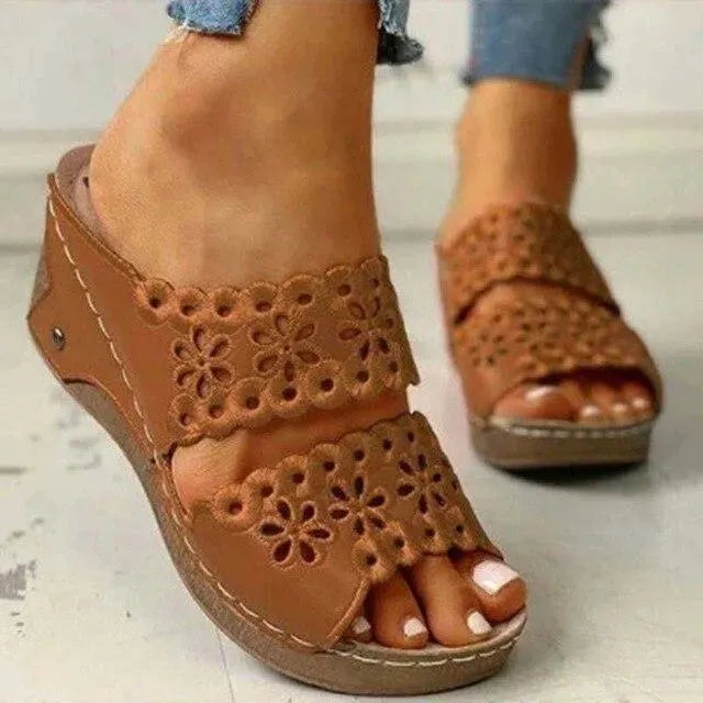 Women's Comfortable Slip On Wedge Sandals - Casual Summer Shoes for Walking, Beach & Outdoor Activities