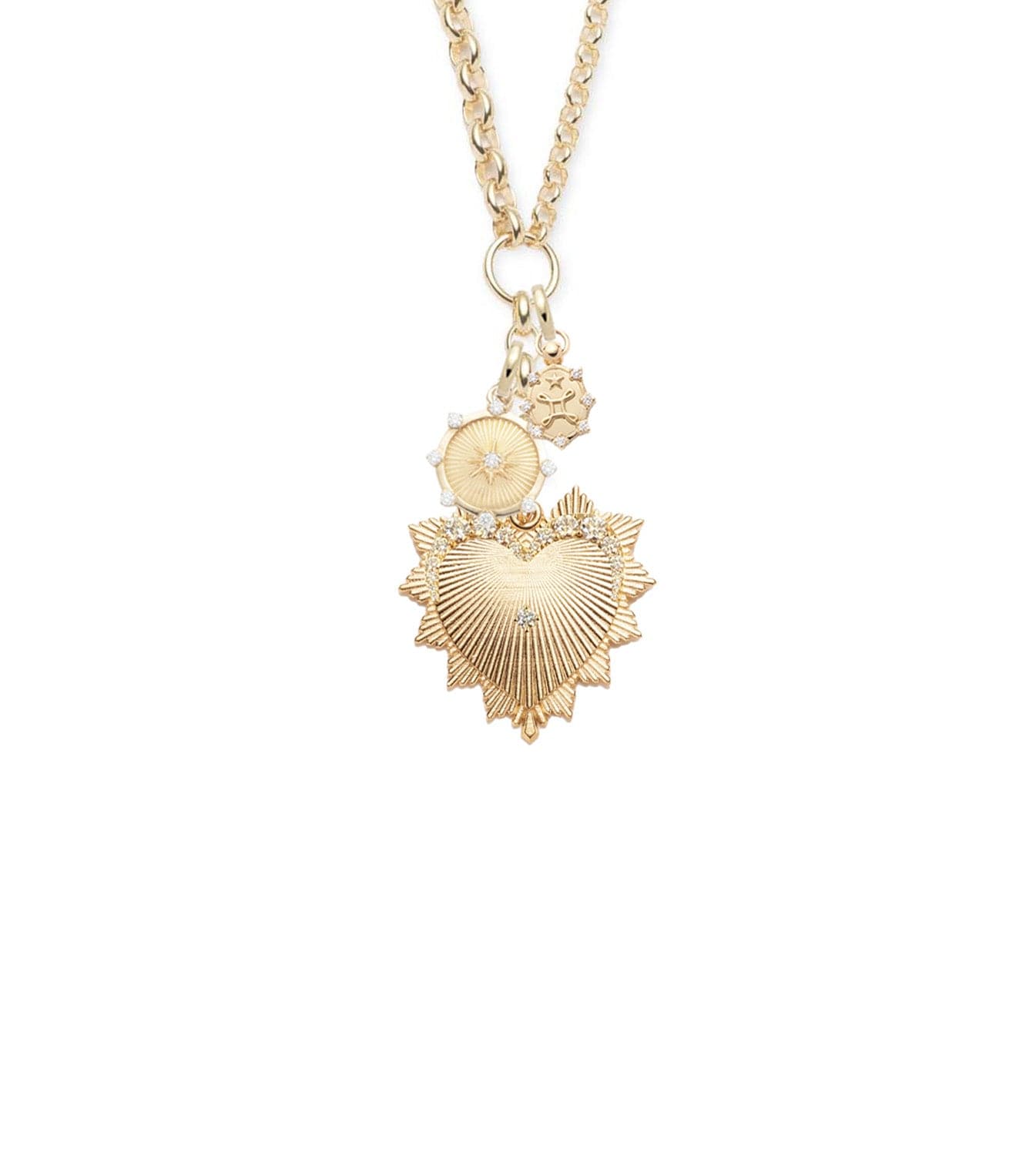 Graduated Diamond Heart Love Token Necklace - True Love & Vivacity Heavy Mixed Belcher Chain | Romantic Gift for Anniversary, Valentine's Day & Special Occasions