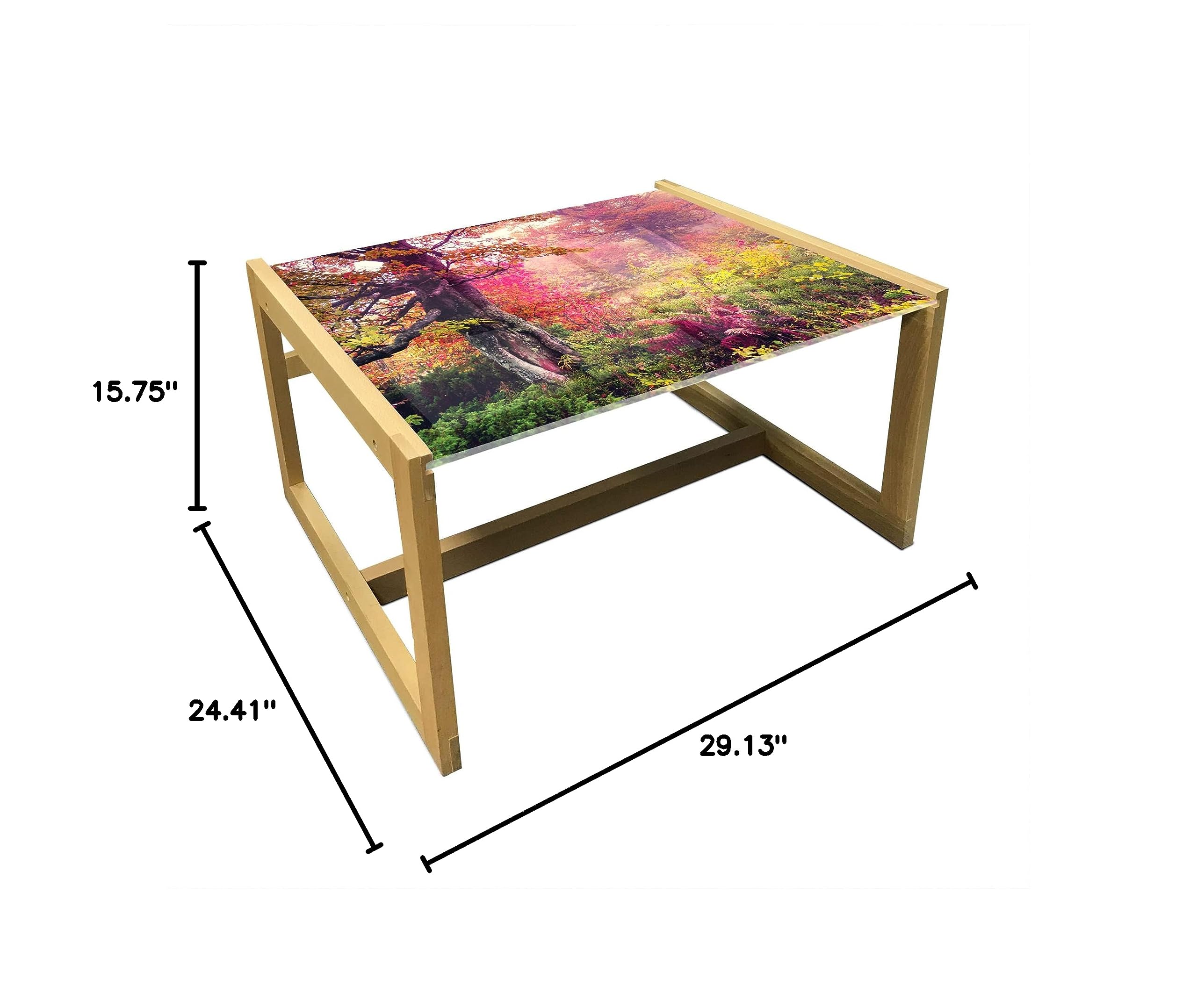 Ambesonne Forest Coffee Table - Autumn Trees Woodland Design for Office & Dorm Decor