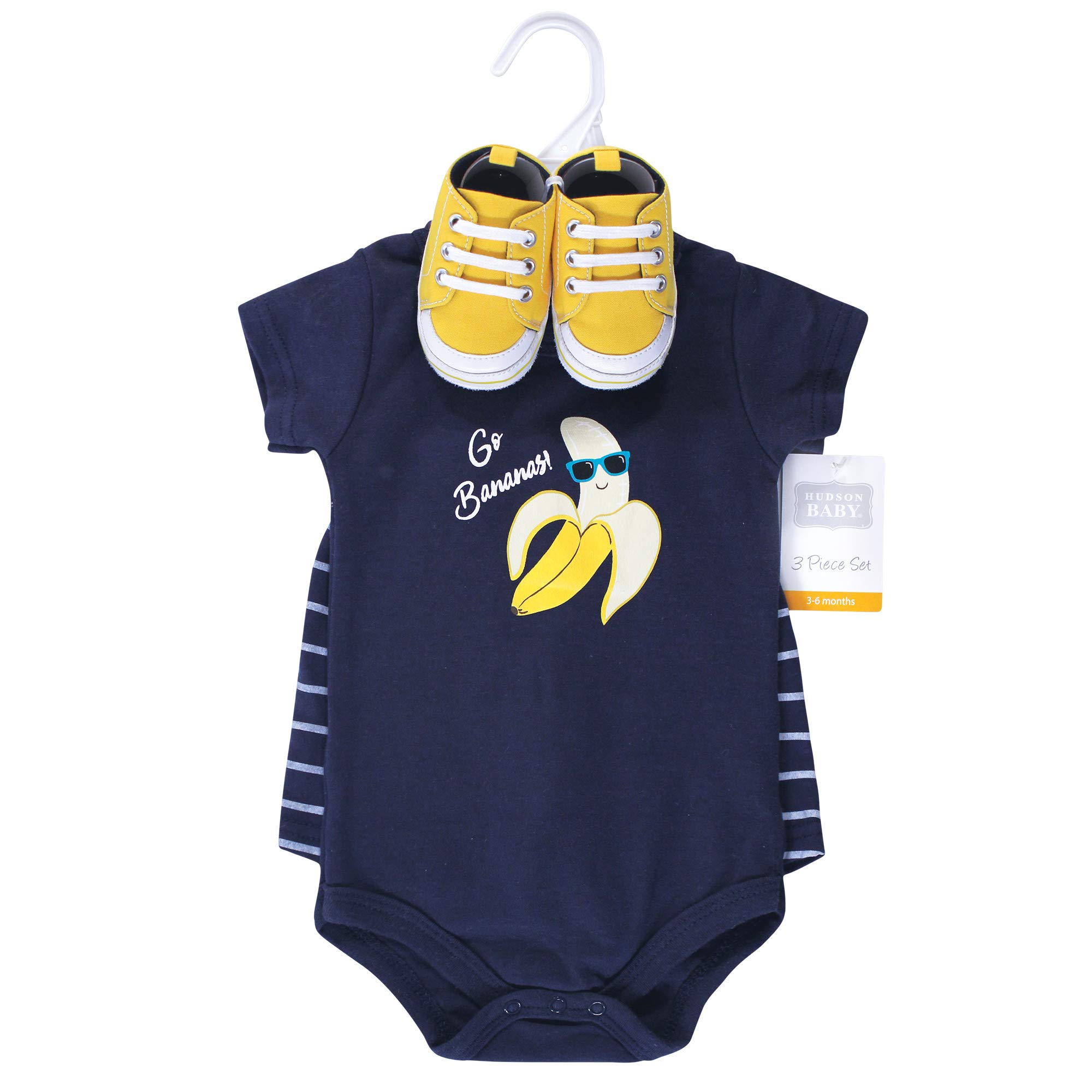 Hudson Baby Cotton Bodysuit Set with Shorts & Shoes for Newborns