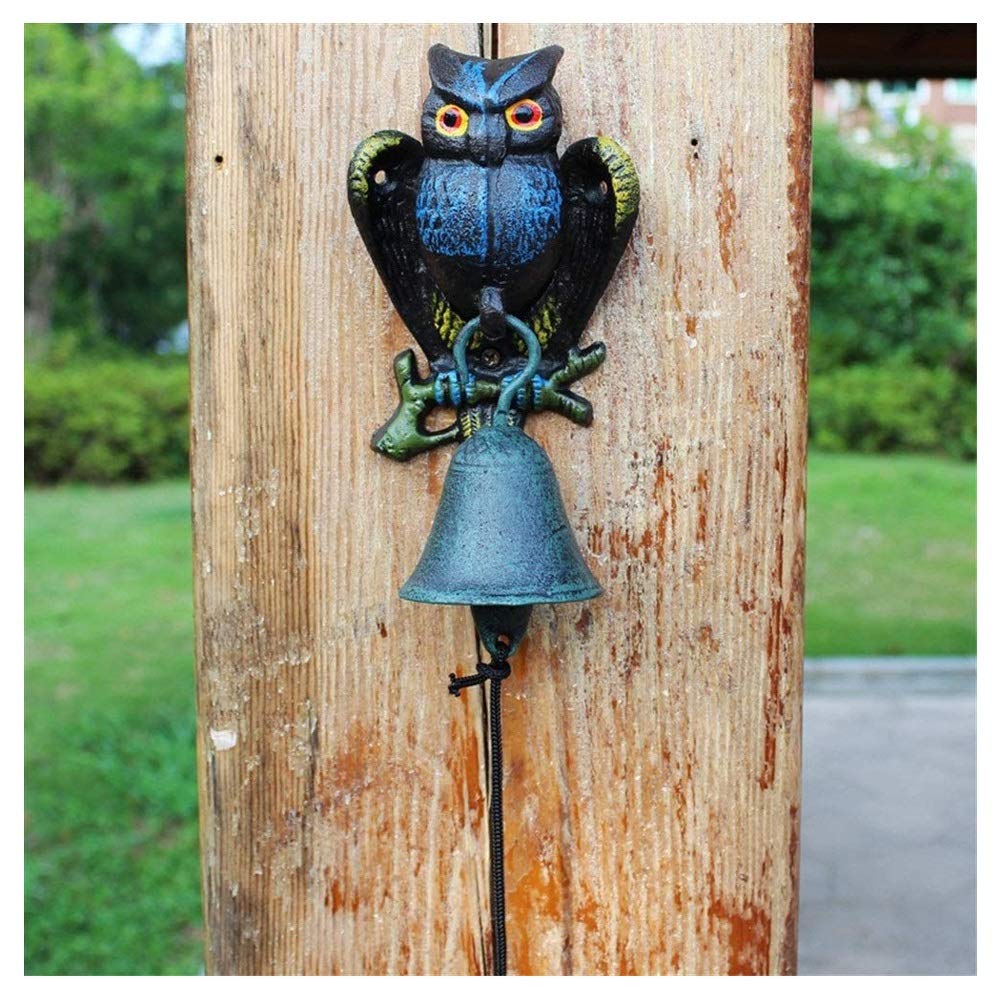 BEFASYY Cast Iron Dining Bell - Vintage Outdoor & Garden Bell with 3D Owl Design - Rustic Home Decor for Farmhouse, Patio, and Restaurant Use