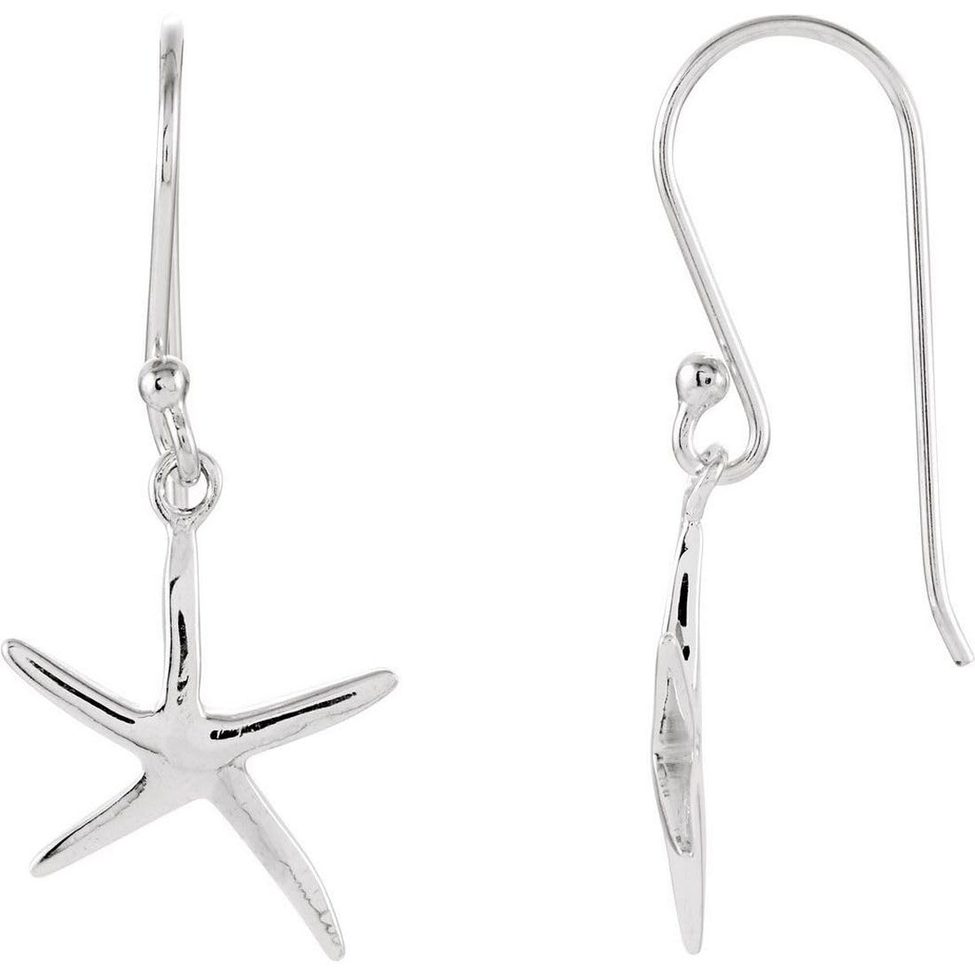 925 Sterling Silver Nautical Starfish Dangle Hook Earrings for Women - 16x13mm Beach Jewelry, Ocean-Themed Accessories - Perfect for Summer Vacations, Beach Parties and Coastal Fashion