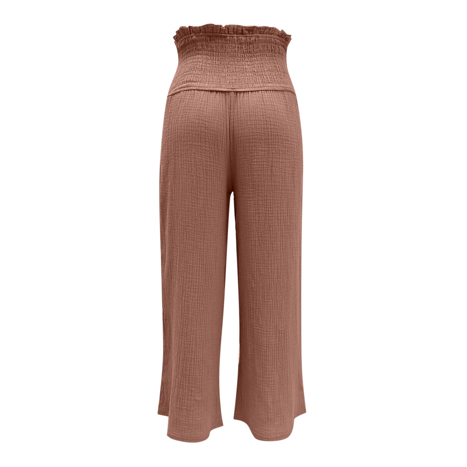 LCZIWO Women's Linen Pants - High Waist Wide Leg Palazzo Trousers for Beach & Casual Wear