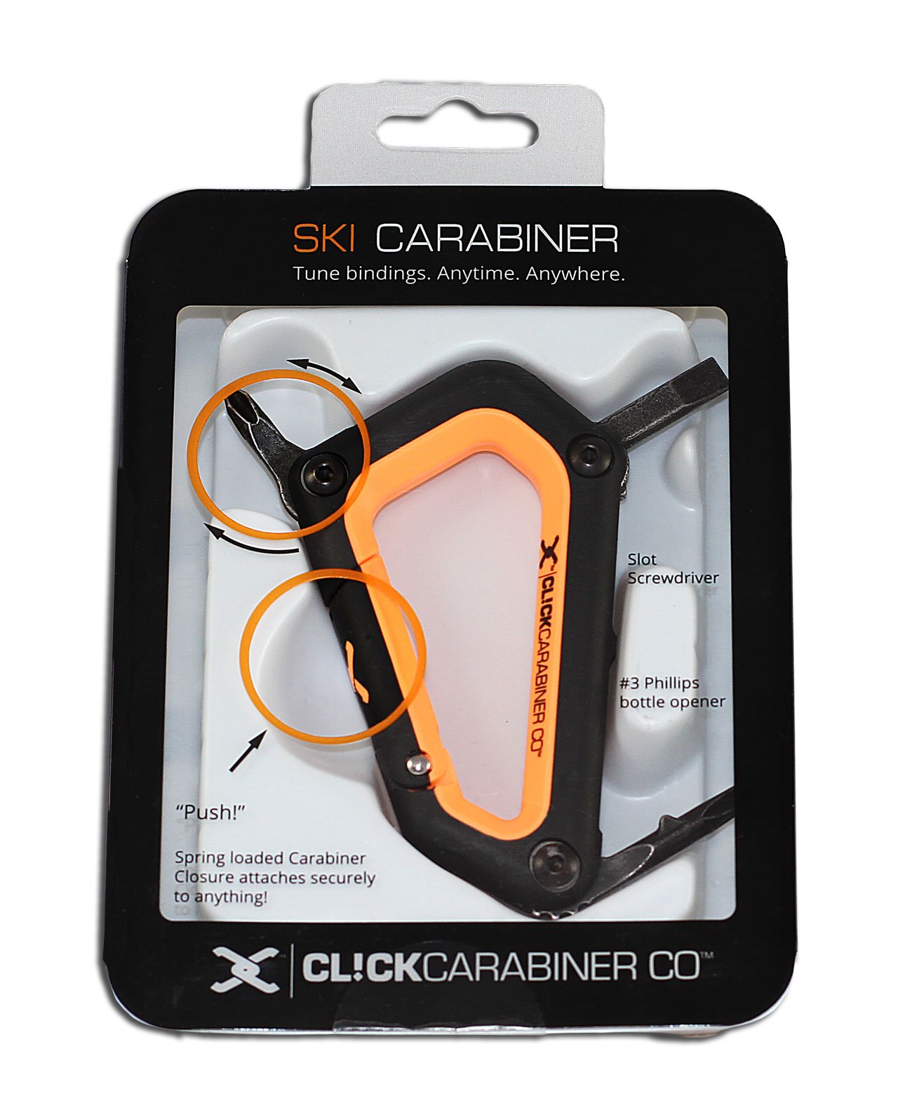 Alpine Ski Carabiner Tool - Durable Climbing Clip with Locking Gate (Neon Orange) - Perfect for Skiing, Hiking & Outdoor Gear Organization