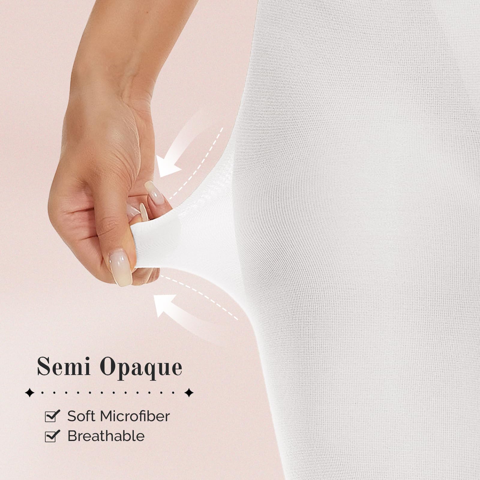 2 Pairs Plus Size Tights for Women - Tummy Control Semi Opaque Stockings & Pantyhose - Comfortable Women's Tights for Work, Office & Everyday Wear