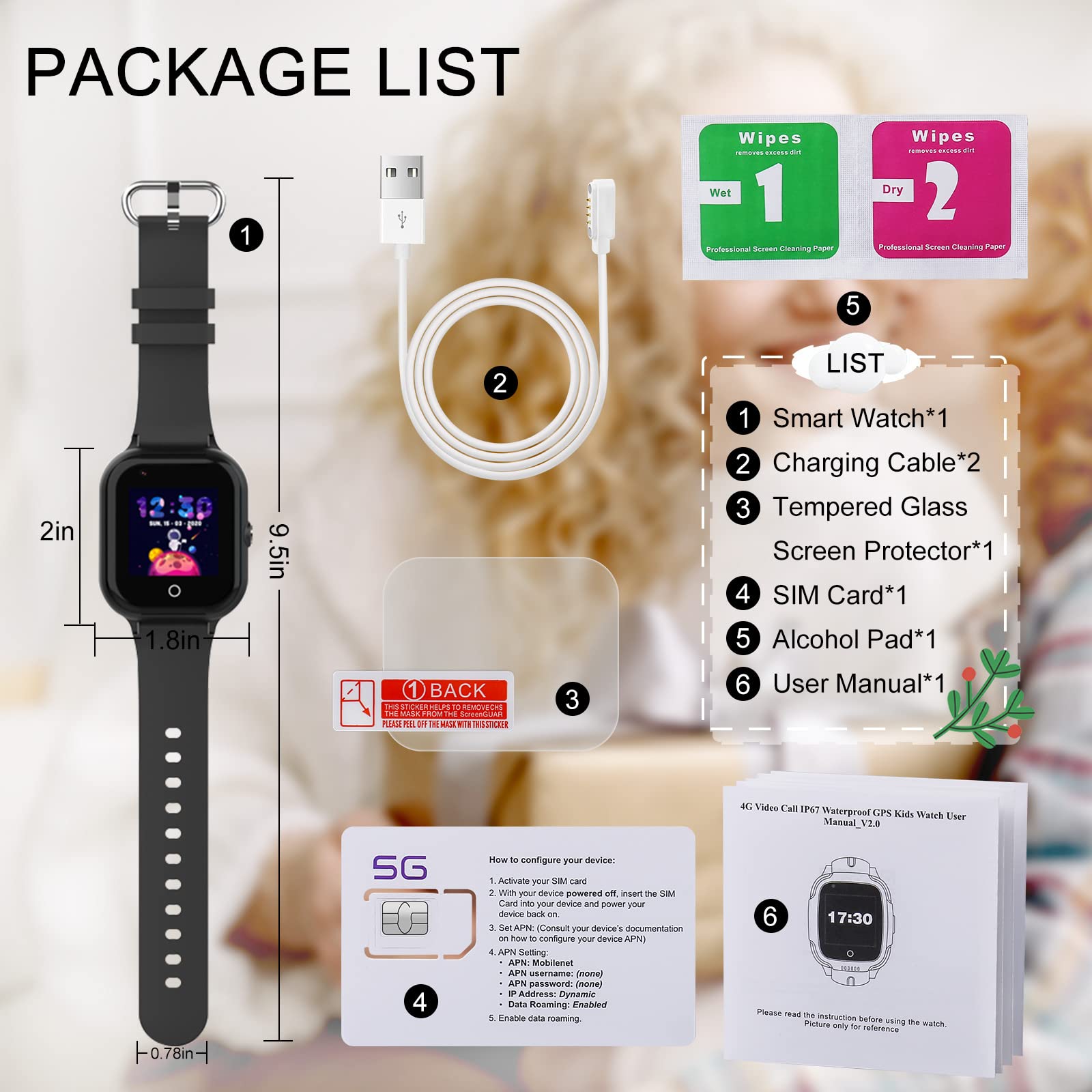 Wonlex 4G Kids Smart Watch with GPS Tracker, SIM Card, SOS Camera, Video & Voice Calling - School Mode for Boys & Girls Ages 4-12 - Perfect Birthday Gift for Children (Black) | Ideal for Safety Tracking, Communication & School Use