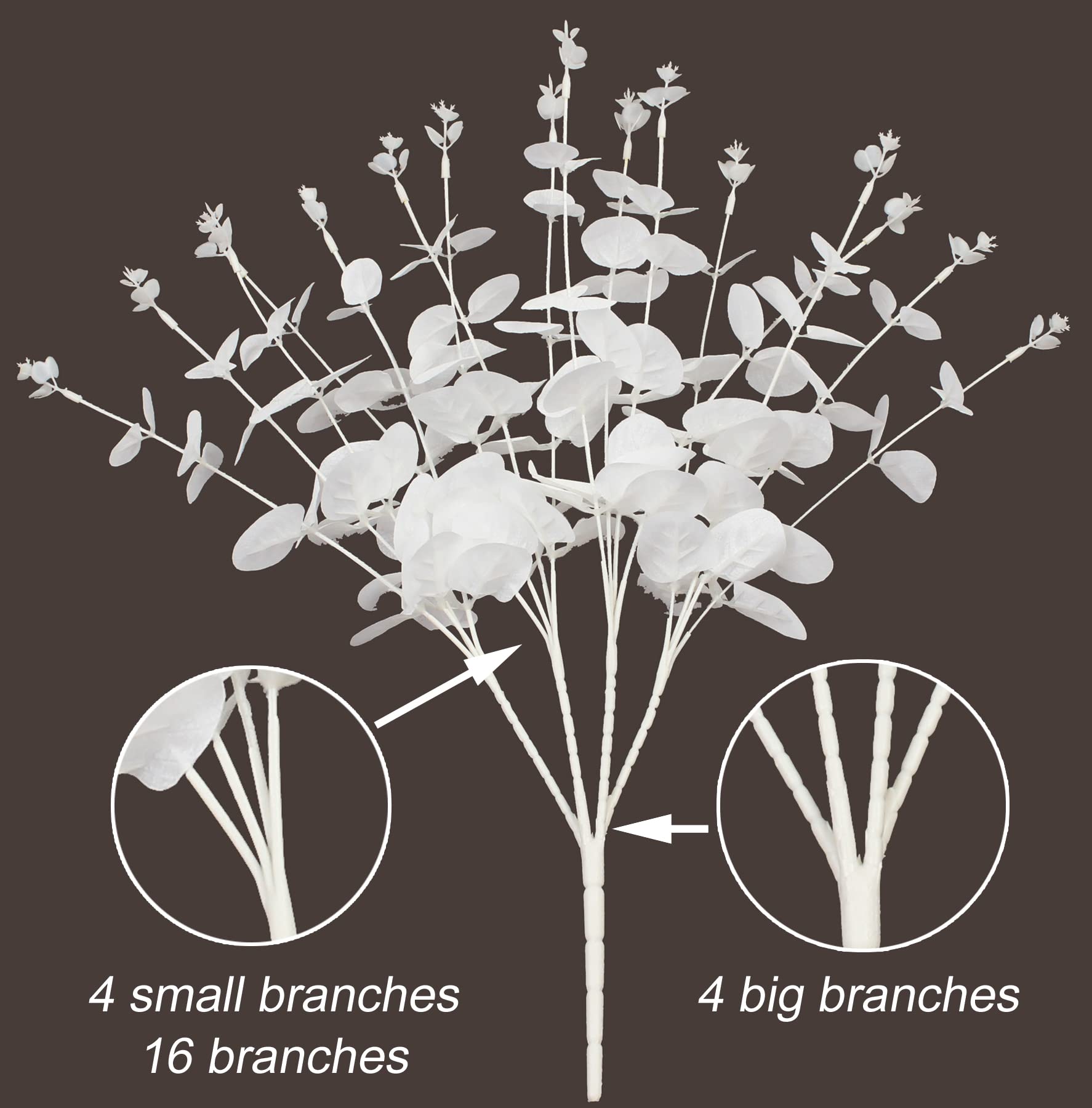 Artificial Eucalyptus Stems - Fake Eucalyptus Leaves for DIY Floral Arrangements - 19.5