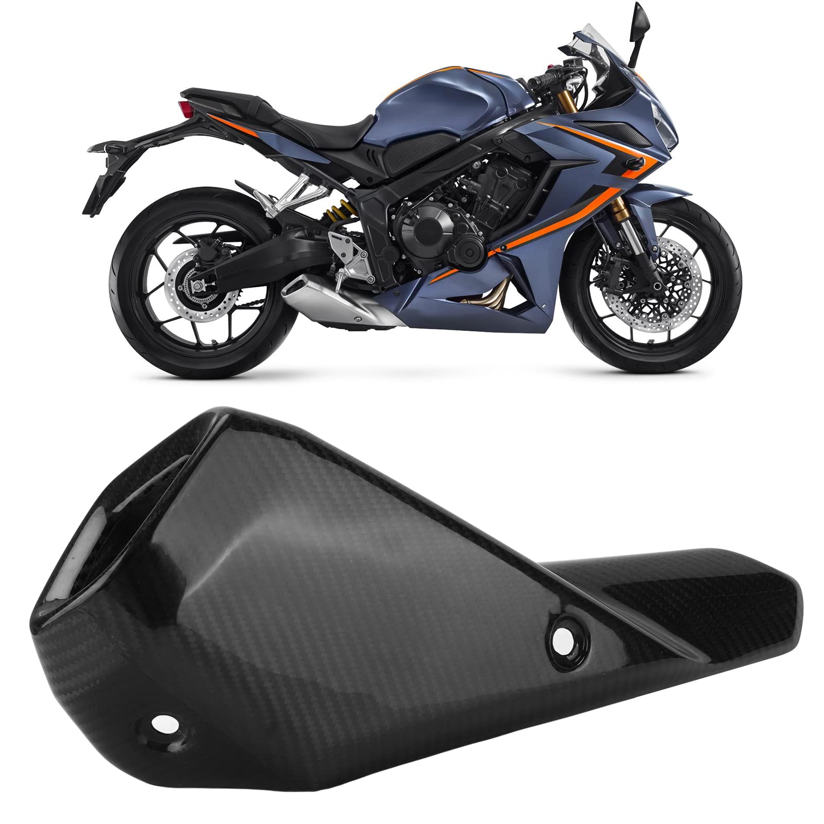 Acouto 3K Carbon Fiber Motorcycle Exhaust Heat Shield Cover - Replacement for Honda CB650R CBR650R (2019+) - High-Temperature Protection for Enhanced Riding Safety & Performance