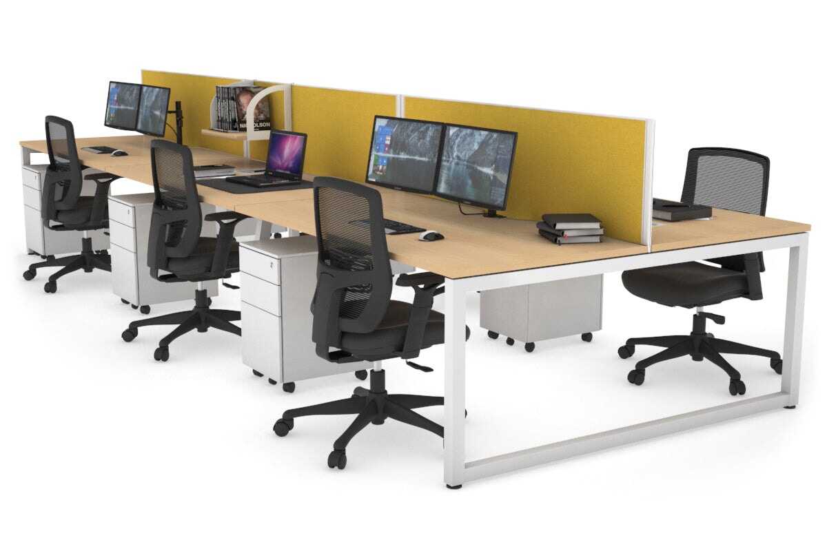 Quadro Loop Legs 6-Person Office Workstation - 1400L x 800W with Cable Management - Perfect for Open Office Layouts & Collaborative Workspaces