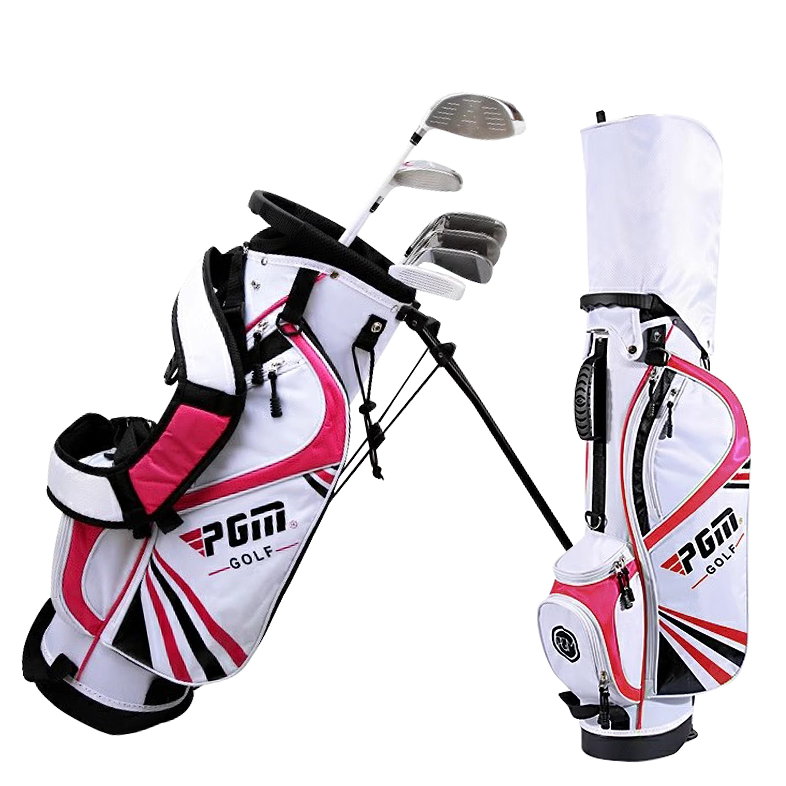 PGM Junior Golf Club Set for Kids - Right Handed 6-Piece Youth Golf Clubs with Driver, Hybrid, 7 & 9 Irons, Wedge, Putter & Stand Bag (Includes 2 Headcovers) - Perfect for Junior Golfers & Beginners Learning Golf at Driving Range or Course
