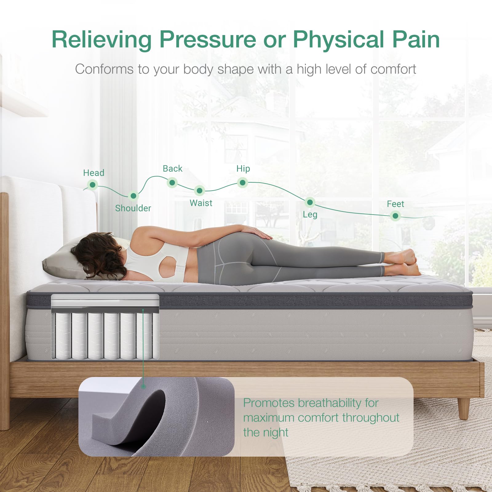 Novilla 12 Inch Hybrid King Mattress - Gel Memory Foam & Innerspring Support for Pressure Relief, Medium Soft Pillow Top, Bed in a Box | Perfect for Back Pain Relief, Guest Rooms & Master Bedrooms