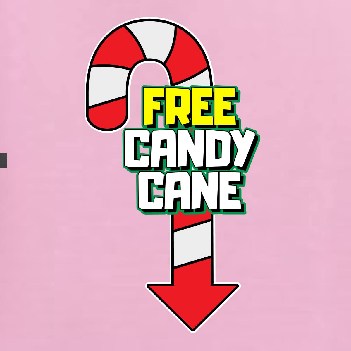 Wild Bobby Free Candy Cane Christmas Men's T-Shirt - Funny Holiday Graphic Tee for Xmas Parties & Gifts