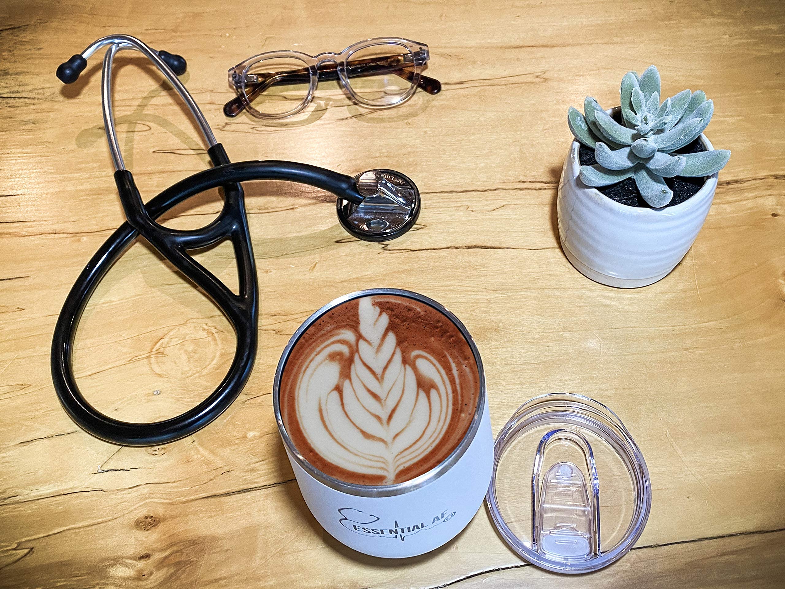Absorbent Ceramic Coasters with Cork Base - Perfect Nurse, Doctor & Medical Gifts for Women & Men | Stainless Steel Double Walled Wine & Coffee Tumbler - Ideal for Hospitals, Clinics & Home Use