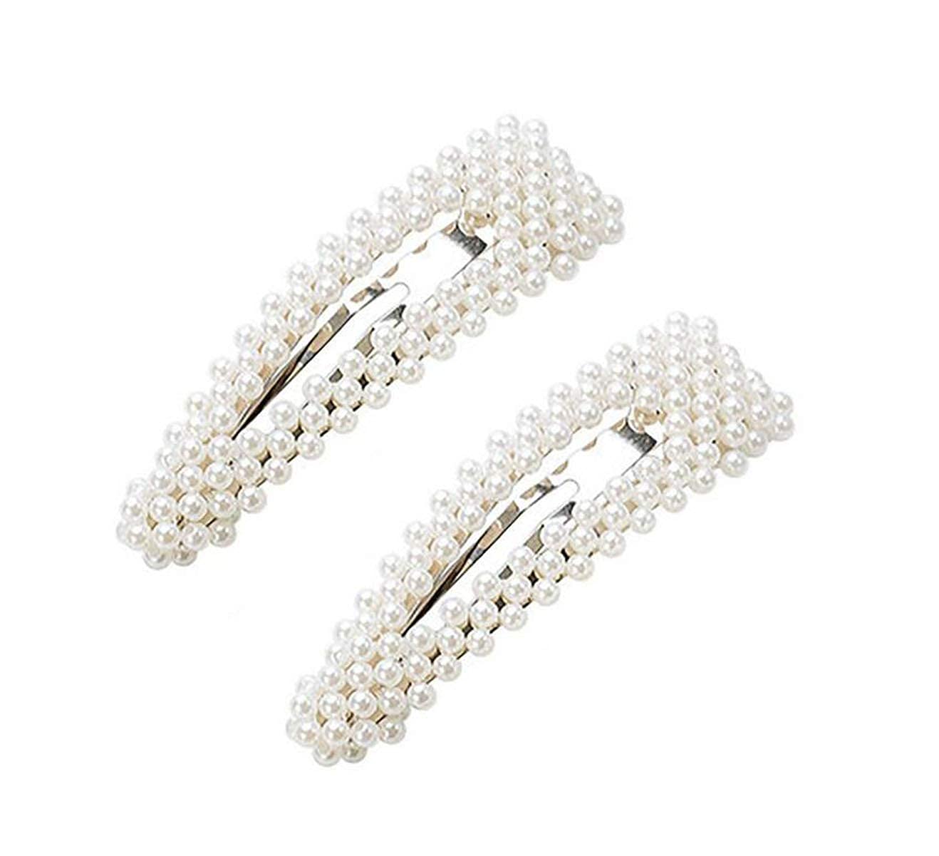 APSAMBR - 2Pcs Women's Elegant Artificial Pearl Hair Clips with Alloy Design, Bridal Hair Accessories for Weddings, Parties and Special Occasions