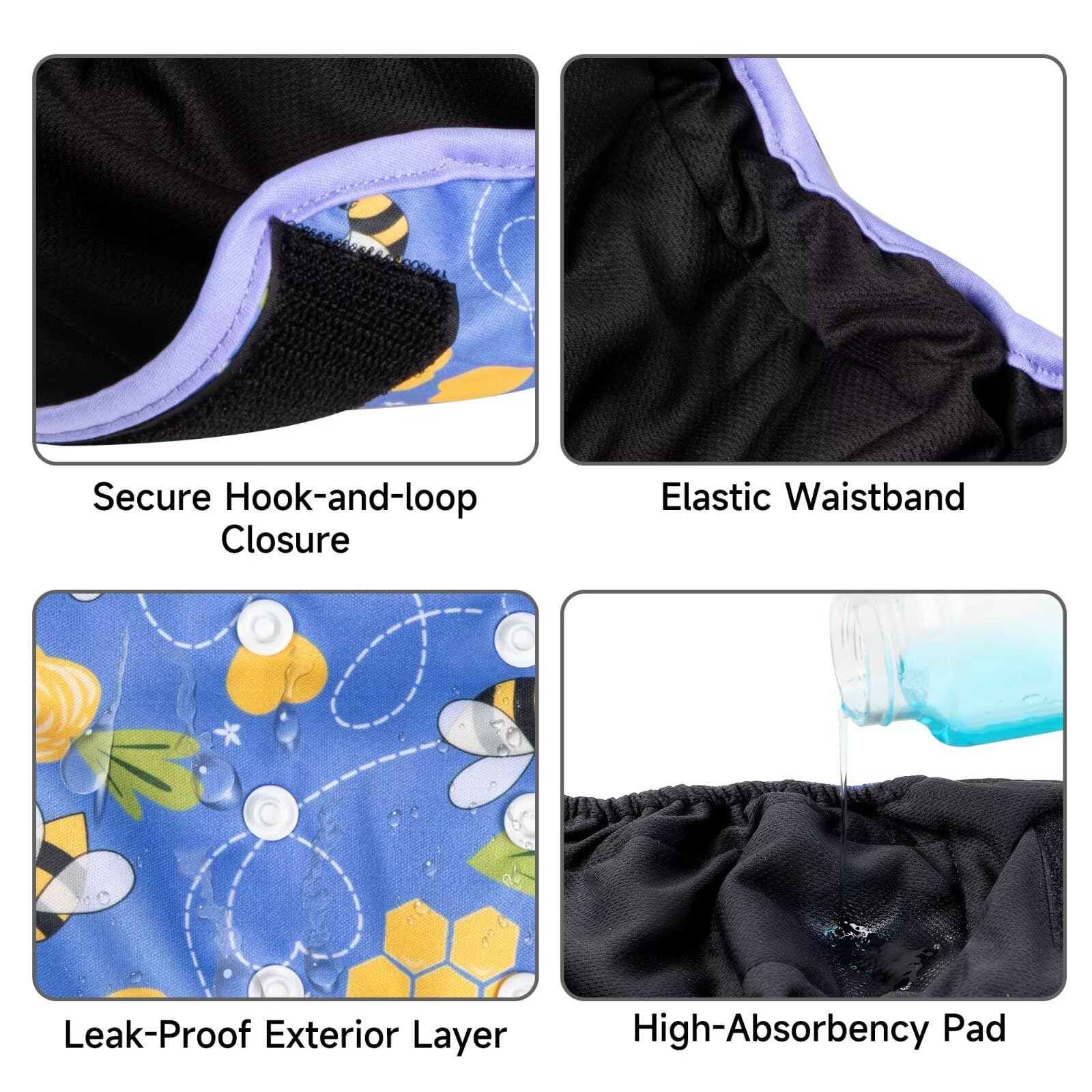 Paw Legend Washable & Reusable Female Dog Diapers for Heat Period - 3 Pack Large Size | Puppy Incontinence Protection | Perfect for Indoor Use, Travel & Nighttime