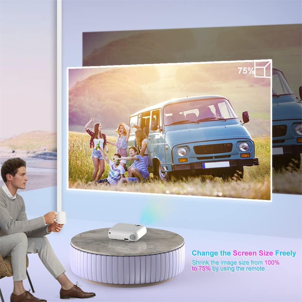 YADECL P62 Mini Projector 4000 Lumens Full HD 1080P LED Portable Projector - Wireless Screen Mirroring for iPhone/Android, Home Theater & Outdoor Movie Nights (Silver)