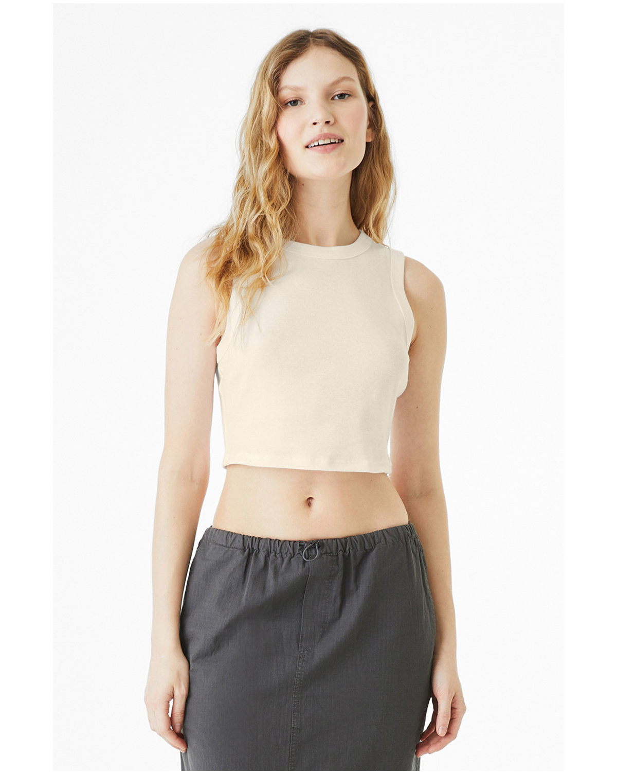 Bella + Canvas 1013BE Women's Micro Rib Muscle Crop Tank Top - Soft Stretchy Workout Shirt for Yoga, Running & Gym