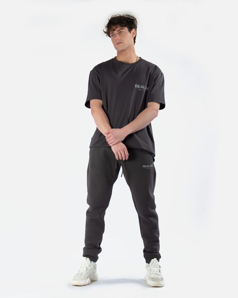 SSS Realism Back Logo Reflective Moon Graphic T-Shirt - Stylish Ash Grey Tee for Streetwear & Night Outfits
