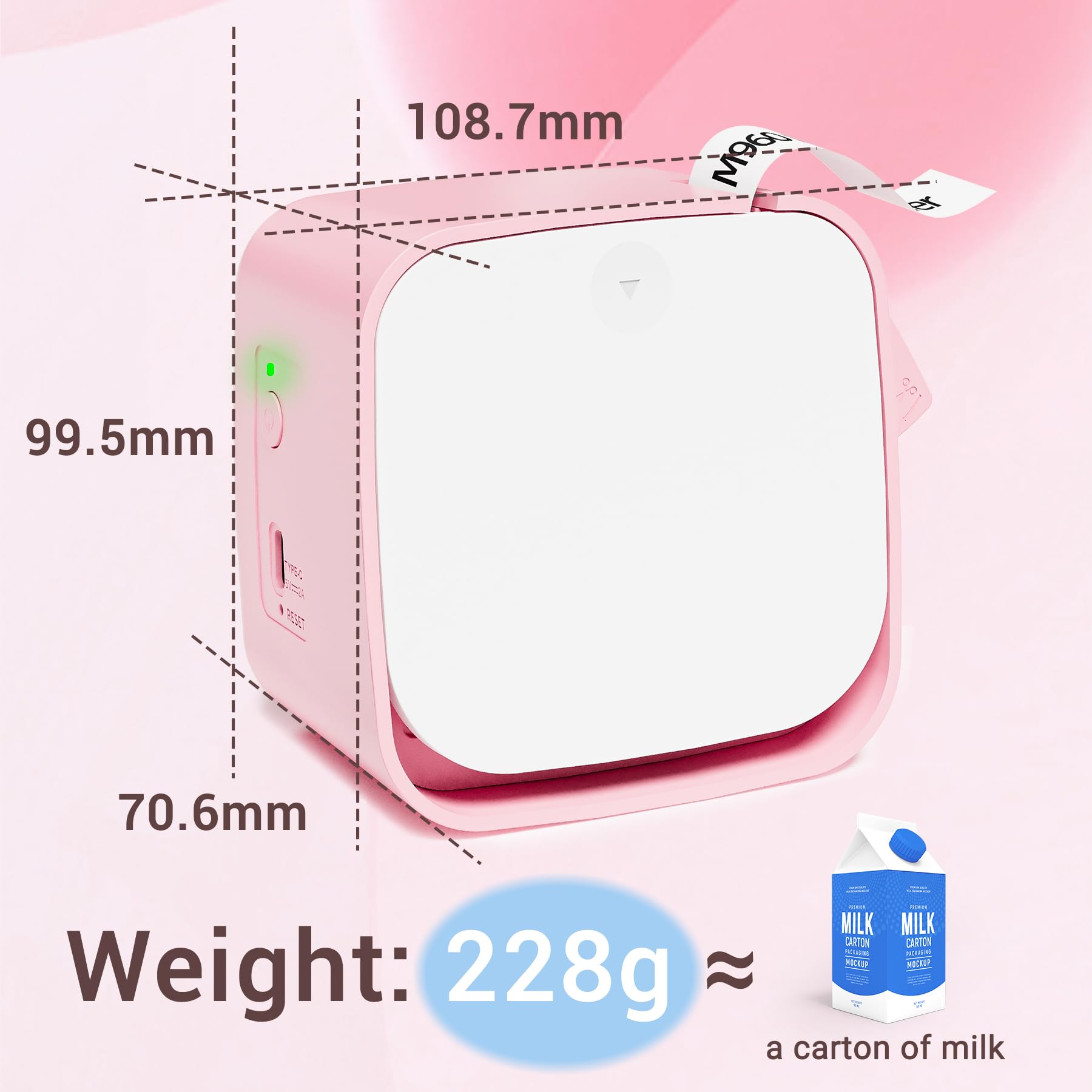 Pink Mini Label Maker Machine with 4PK Tapes - M960 Handheld Bluetooth Label Printer for Home, Office & School Organization | Perfect for Kids Items, Classroom Supplies & Teacher Gifts | Ideal for Back to School, Closet Organization & Craft Labeling