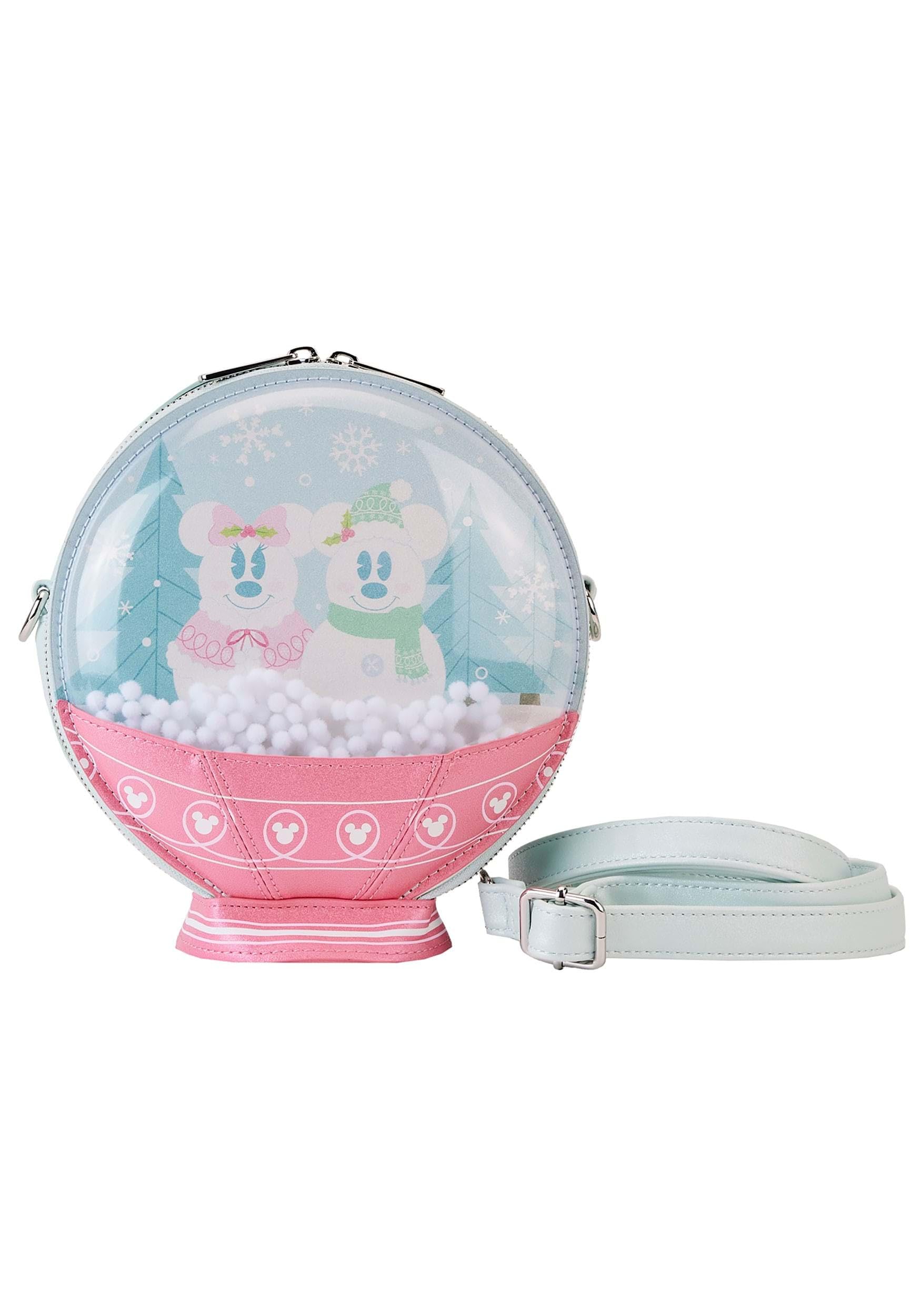 Loungefly Disney Mickey and Friends Winter Snowglobe Crossbody Bag - Cute Mini Backpack Purse for Women & Girls - Perfect for Holidays, Christmas Gifts, and Disney Park Visits