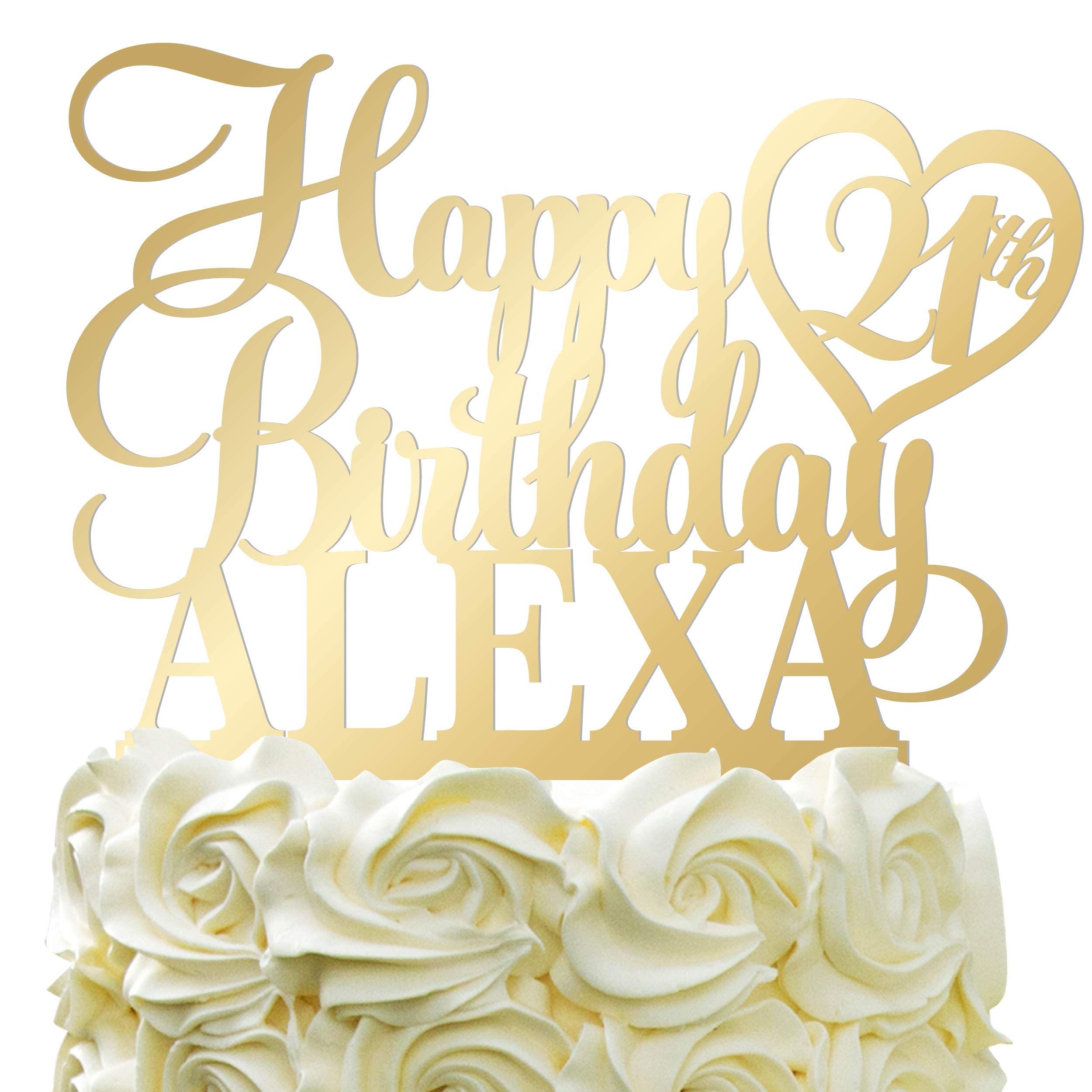 Personalized Happy Birthday Cake Topper - Custom Name & Age Acrylic Cake Decoration with Heart Design for Birthday Parties, Anniversaries & Special Celebrations