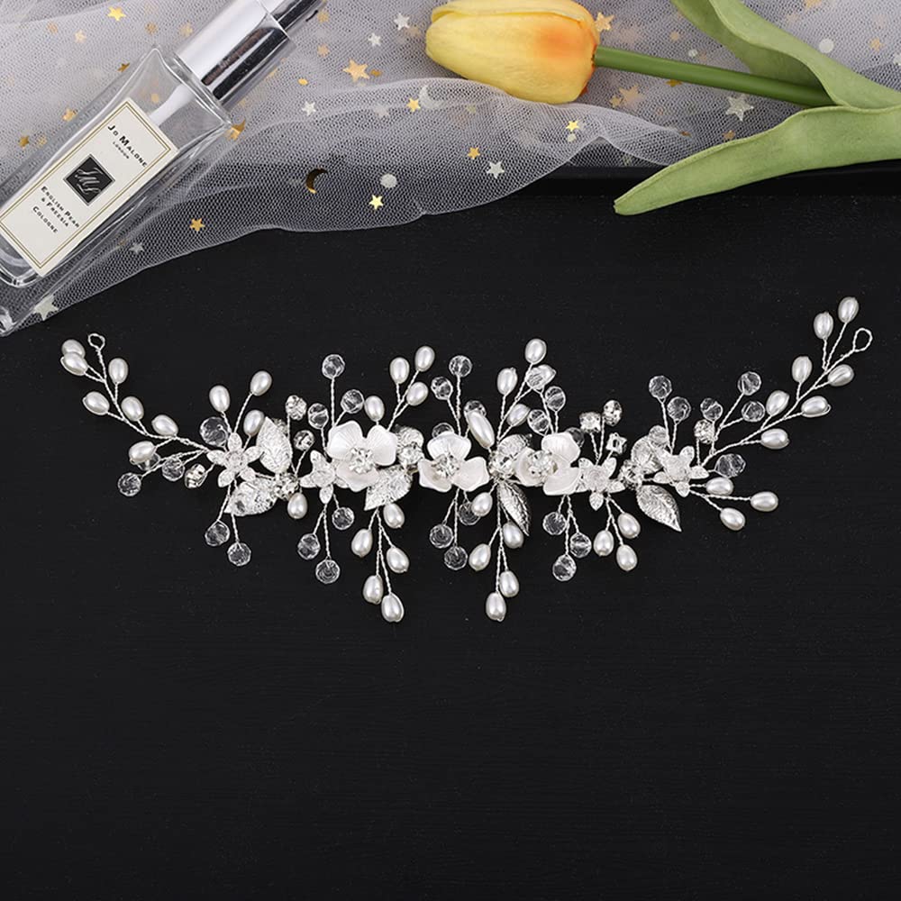 ISLHJDD Silver Pearl Wedding Hair Vine Comb - Elegant Bridal Hair Accessories for Bride & Girls, Perfect for Weddings, Proms & Special Occasions