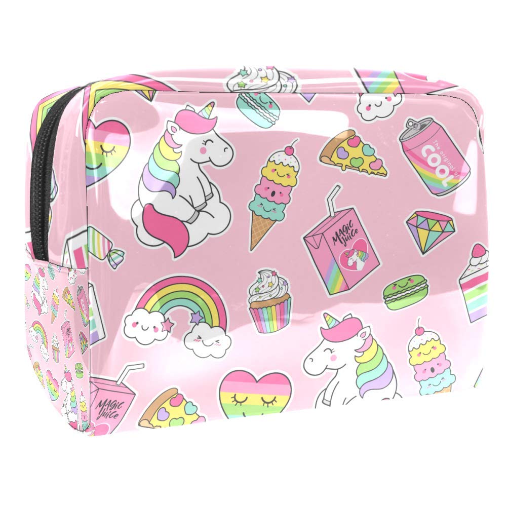 Portable Makeup Bag with Zipper - Travel Toiletry Organizer for Women | Waterproof Cosmetic Pouch | Unicorn Design | Perfect for Travel, Gym & Daily Storage