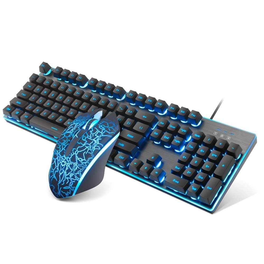 Elite Gaming Keyboard and Mouse Set - Wired USB Mechanical Keyboard with Blue Backlight for PC, Laptop, Esports - Perfect for Competitive Gaming, Office Work & Streaming Setup