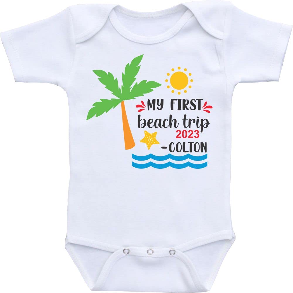 My First Beach Trip Baby Bodysuit - Soft Unisex Infant Onesie for Boys & Girls - Perfect for Beach Outings, Family Photos & Summer Vacations