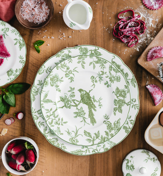 Albertine Bread & Butter Plate Set - Elegant Ceramic Appetizer Plates for Breakfast, Dessert & Entertaining - Perfect for Tea Parties, Weddings & Home Decor