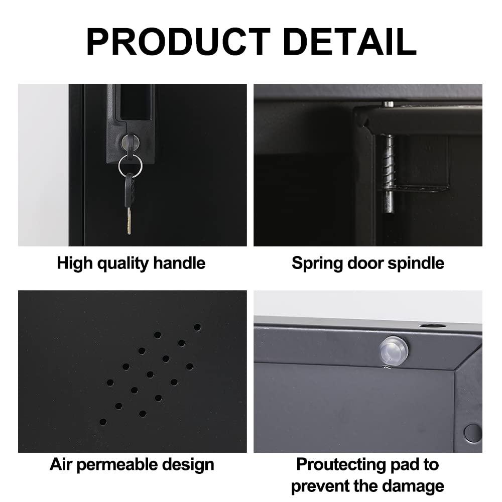 2 Door Vertical Stackable Metal Storage Cabinet with Lock & Anti-Tip Device - Secure Organizer for Office, Home, Gym, School, Employee & Kids (Black) - Perfect for Storing Files, Supplies & Personal Belongings Safely