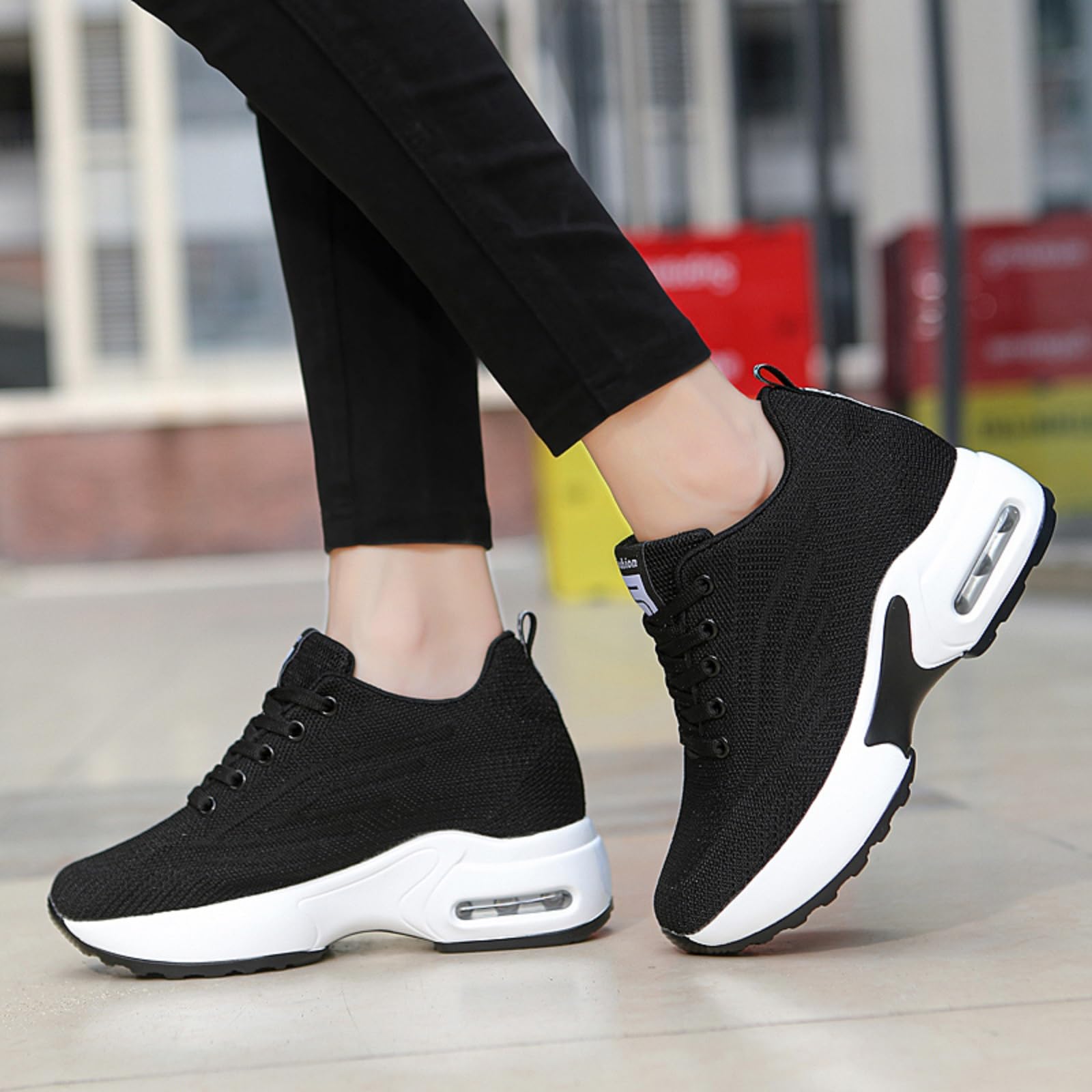 AONEGOLD Women's Platform Sneakers - 8.5 CM Wedge Heel Athletic Running Shoes for Fitness, Gym & Casual Wear | Comfortable Walking Shoes for Workouts, Jogging & Everyday Use