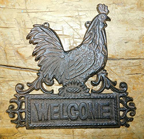 Cast Iron Rooster Sign - Farmhouse Decor for Garden & Home