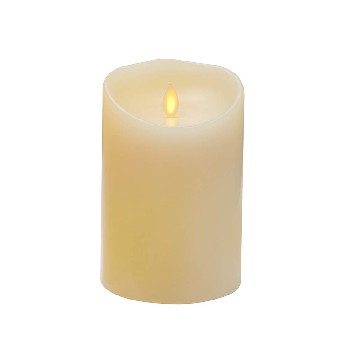 Realistic Flameless LED Pillar Candle with Flickering Wick - Battery Operated, Remote & Timer, Vanilla Scented, Ivory (3.5
