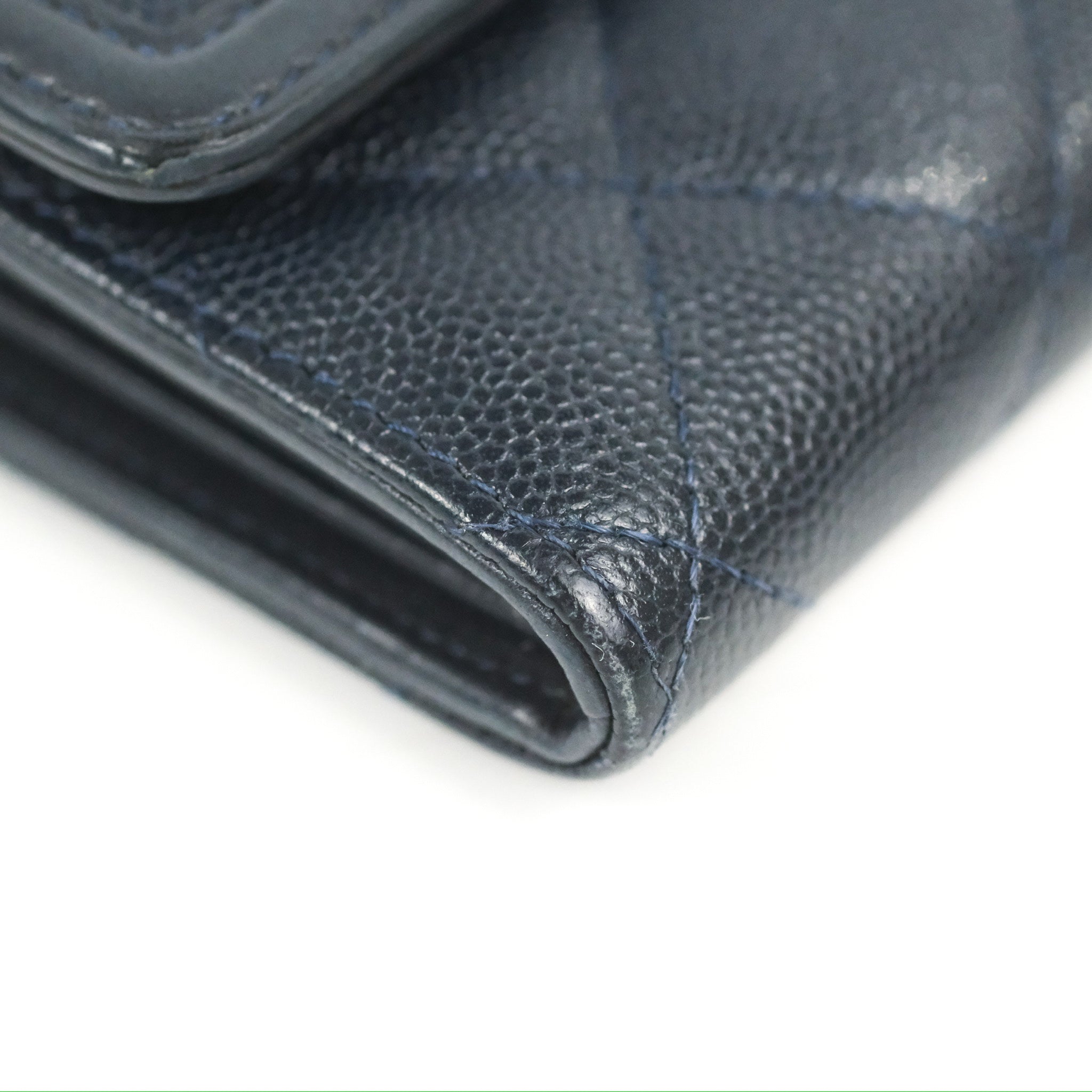 Chanel CC Filigree Small Flap Wallet in Navy Caviar Leather with Gold Hardware - Luxury Women's Wallet for Everyday Use & Special Occasions